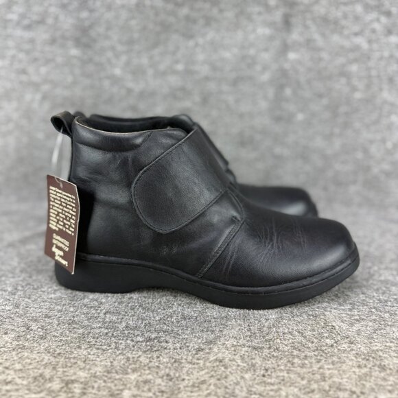 ✅Joseph Stewart Black Leather Fleece Lined Ankle Booties Women's 7 Wide*PEELING - Picture 9 of 11